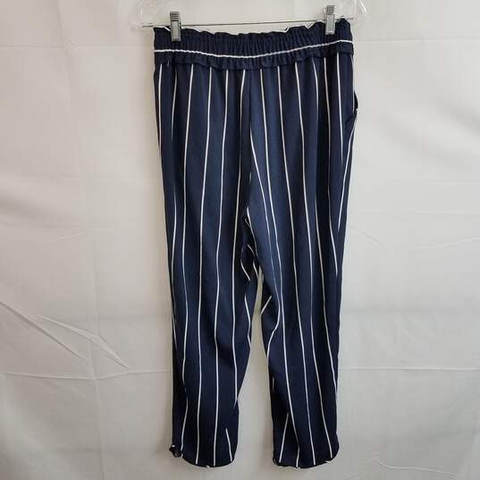 Zara navy and white vertical stripe pull on pants M image number 1