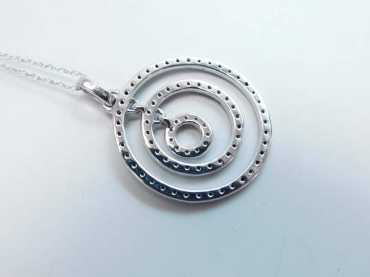 10K White Gold Blue Brown & White Diamond Accent Concentric Circle Necklace 3.1g image number 7