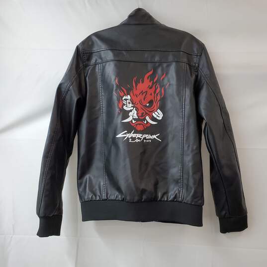 Cyberpunk Men's Black Casual Leather Motorcycle Jacket Size S image number 2