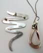 Taxco & ATI Mexico 925 Modernist Teardrop Pendant Necklace & Zigzag Brooch image number 5