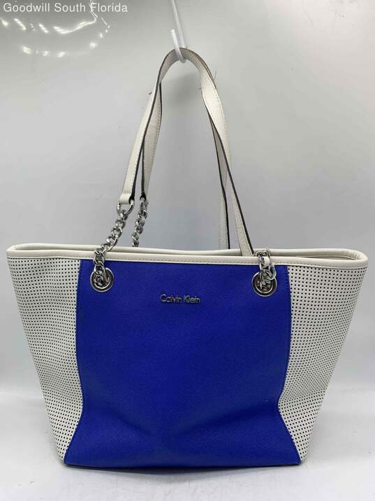 Calvin Klein Womens White Blue Handbag image number 1