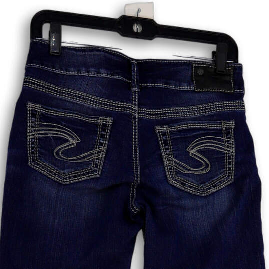 Womens Blue Denim Medium Wash Pockets Stretch Straight Leg Jeans Size W26 image number 4