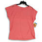NWT Womens Pink Short Sleeve Scoop Neck Pullover Blouse Top Size X-Large image number 1
