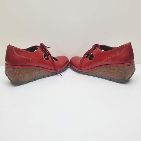 Fly London Red Leather Lace Up Wedges IOB Size 42 EU US 11 image number 4