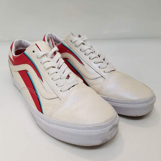 VANS 2019 David Bowie Archive Pearlescent White w/ ZigZag Leather Sneakers W10.5 image number 2