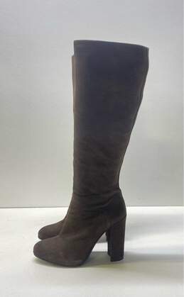 Centodieci Brown Suede Riding Zip Heel Boots Shoes Size 36 alternative image