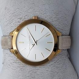 Michael Kors MK2273 Gold Tone & White Minimalist Watch NOT RUNNING alternative image