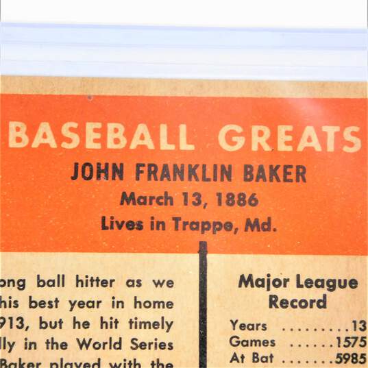 1961 HOF Home Run Baker Fleer Baseball Greats #6 A's Yankees image number 3