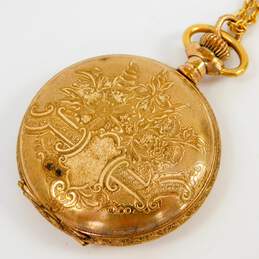 Antique 1887 Gold Filled Elgin 11 Jewels Etched Hunting Case Pocket Watch In Chain 62.0g