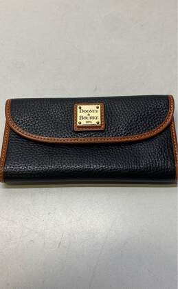 Dooney & Bourke Pebble Leather Continental Flap Wallet Black