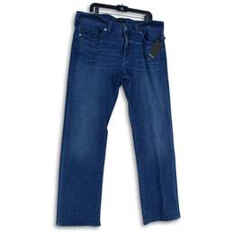 NWT True Religion Mens Blue Ricky Denim Medium Wash Relaxed Straight Jeans Sz 38