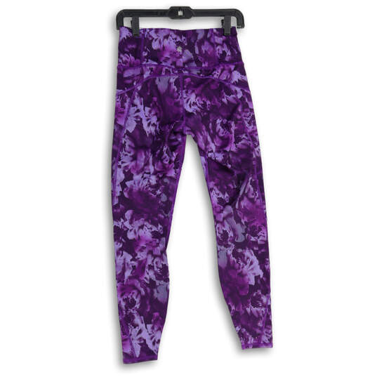 Womens Purple Floral Elastic Waist Pull-On Compression Leggings Size Small image number 2