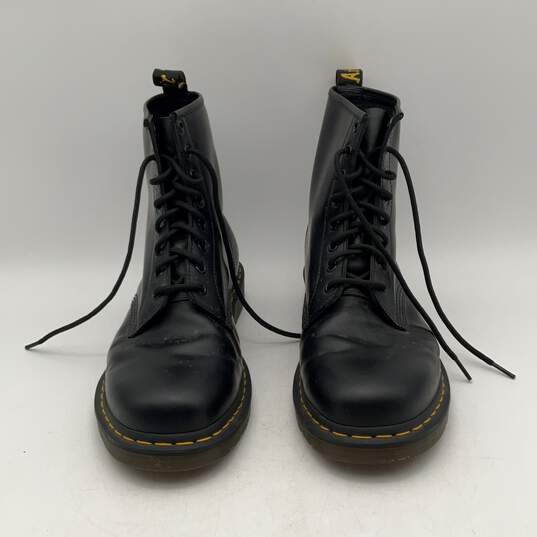 Dr Martens Womens Air Wair Black Leather Round Toe Lace-Up Combat Boots Size 12 image number 3