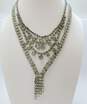 Vintage Icy Rhinestone Statement Necklaces & Screw Back Earrings 80.5g image number 2