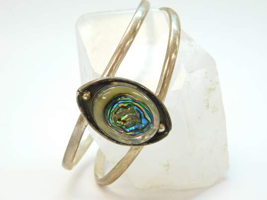 Taxco 925 Abalone Shell Cut Out Cuff Bracelet 24.7g image number 3