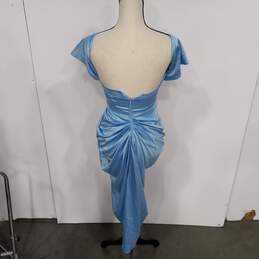 Pretty Little Thing Women's Blue Satin Draped Bardot Midi Dress Size 4 alternative image