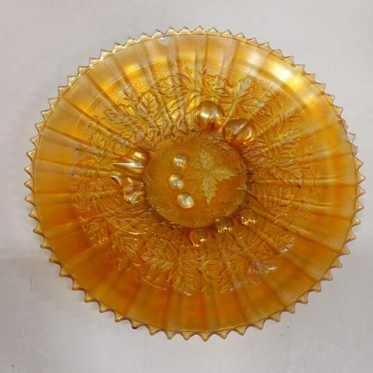 2 Vintage Orange Amber Carnival Glass Serving Plates image number 2