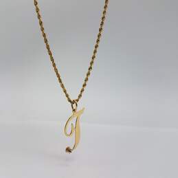 14k Gold 2mm Rope Chain Initial Pendant Necklace 4.3g