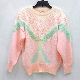 VNTG Jaclyn Smith Brand Pastel Butterfly Sweater (Size Large/L)