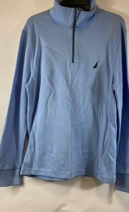 NWT Nautica Mens Blue Cotton Long Sleeve 1/4 Zip Sweatshirt Size Large