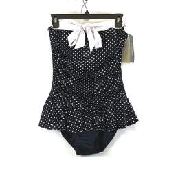 NWT Lauren Ralph Lauren Womens Black White Polka Dot One Piece Swimsuit Size 10