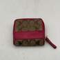 Coach Womens Pink Brown Monogram Inner Pocket Mini Coin Wallet image number 2
