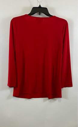 Liz Claiborne Womens Red Long Sleeve Rhinestone Beaded Blouse Top Size Medium alternative image