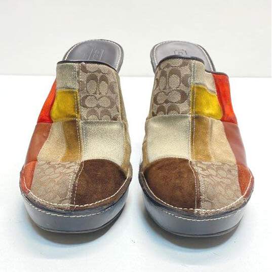 COACH Multi Patchwork Mule Heels Shoes Size 9 B image number 3