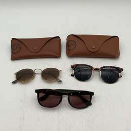 Ray-Ban Mens 3 Pairs Of Brown Gold Sunglasses With Two Case