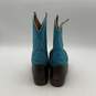 Justin Mens 377JR Brown Blue Leather Pull On Cowboy Western Boots Size 5D image number 4