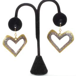 Artisan Signed Sterling Silver W/ Brass Heart Earrings alternative image