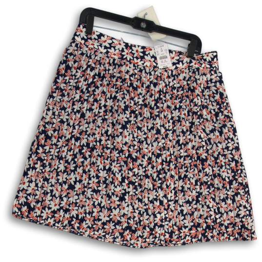 NWT J. Crew Womens Navy Blue Floral Pleated Back Zip Mini Skirt Size 12 image number 1