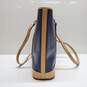 AUTHENTICATED DOONEY & BOURKE LG0341 'CYNTHIA' NAVY LEATHER TOTE BAG 13x12x4in image number 3