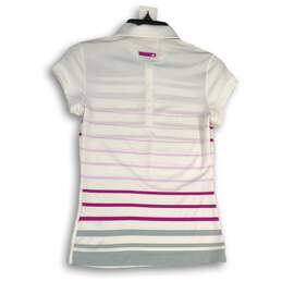 Adidas Womens Multicolor Striped Spread Collar Short Sleeve Polo Shirt Size XS alternative image