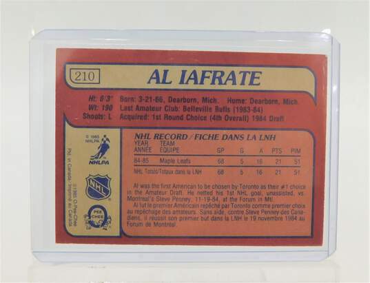 Al Iafrate Autographed Hockey Card Toronto Maple Leafs image number 2