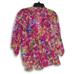 Lauren Ralph Lauren Womens Multicolor Floral Long Sleeve Wrap Blouse Top Size L alternative image