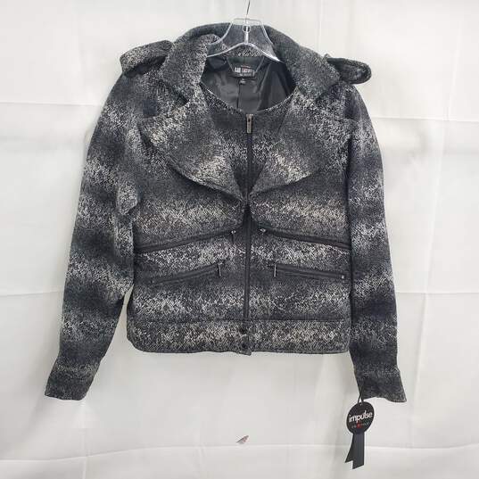 Karl Lagerfeld for Impulse Women's Black/Gray Tweed Full Zip Jacket Size M NWT image number 1
