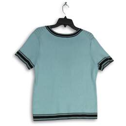 Karl Lagerfeld Womens Blue Knitted Short Sleeve Pullover Blouse Top Size XL alternative image