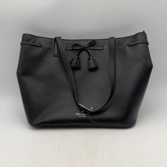 Kate Spade Womens Black Leather Inner Pocket Double Handle Tote Handbag image number 2