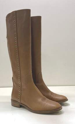 Michael Kors Dora Grommet Brown Leather Tall Zip Riding Boots Size 9 M