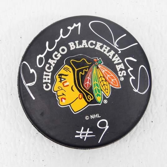 HOF Bobby Hull Autographed Hockey Puck Chicago Blackhawks image number 2