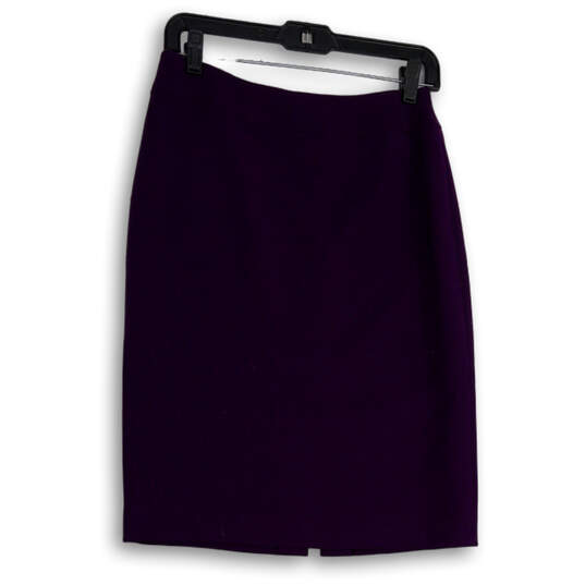Womens Purple Flat Front Back Zip Straight And Pencil Skirt Size 2 image number 1