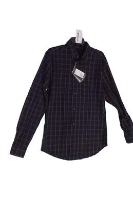 NWT Mens Blue Plaid Long Sleeve Collared Pocket Button Up Shirt Size Medium alternative image