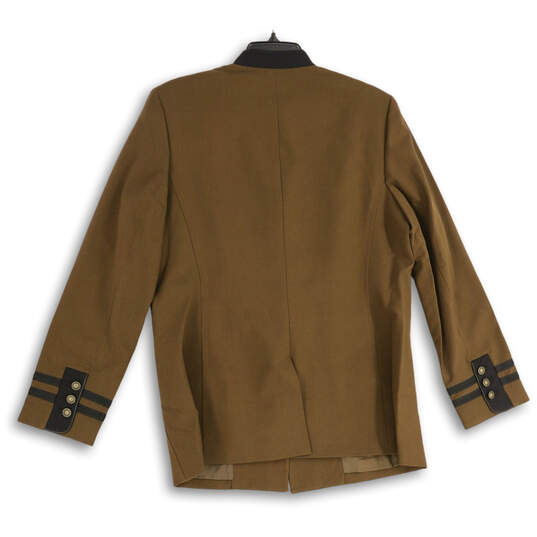 NWT Womens Brown Mock Neck Long Sleeve Flap Pocket Jacket Size 12 image number 2