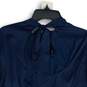 NWT Womens Navy Blue Mock Neck Long Sleeve Cut-Out Back Blouse Top Size S image number 4