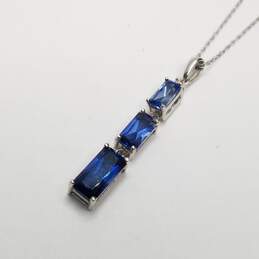 LGL 10K White Gold Diamond & Sapphire Pendant Necklace 2.8g alternative image