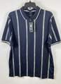Ted Baker Men Blue Striped Quarter Zip Polo Shirt Sz 4 image number 1
