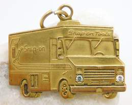 10K Yellow Gold Snap On CZ Delivery Truck Pendant 6.1g