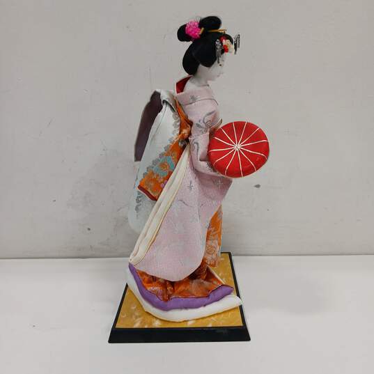 Japanese Pink/Orange Kimono Woman Doll image number 3