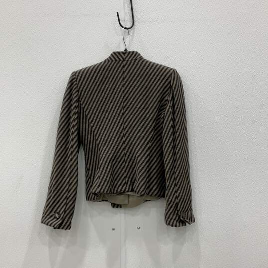 Armani Collezioni Womens Gray Striped Asymmetrical Jacket Shirt Sz 4 With COA image number 3
